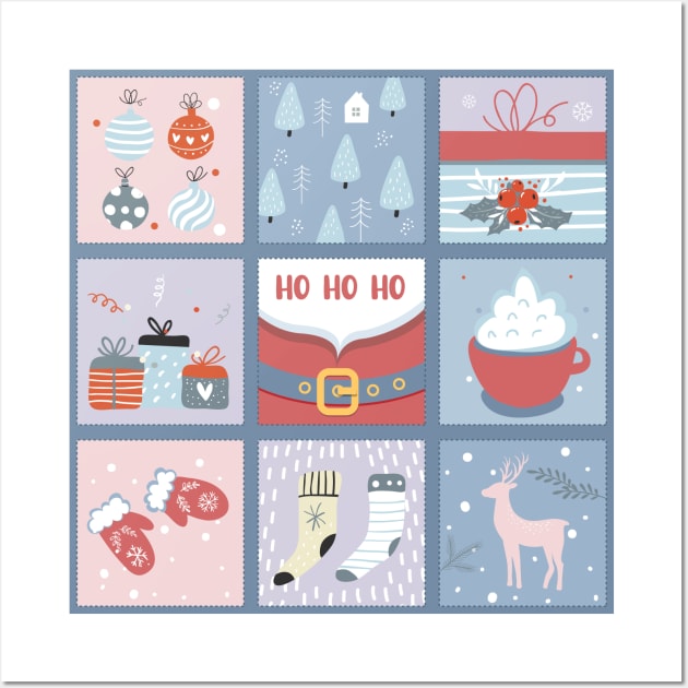 Santa Christmas Patchwork Ideas | Holly Jolly Christmas Wall Art by i am Cuta